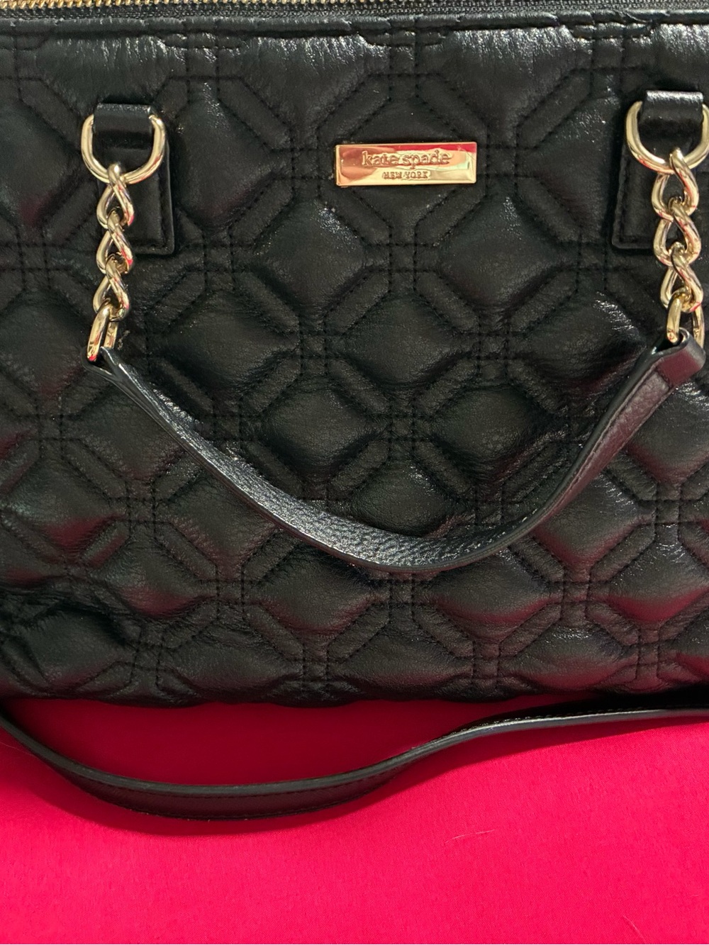 kate spade Black Quilted Leather Bag w/Gold Hardware
